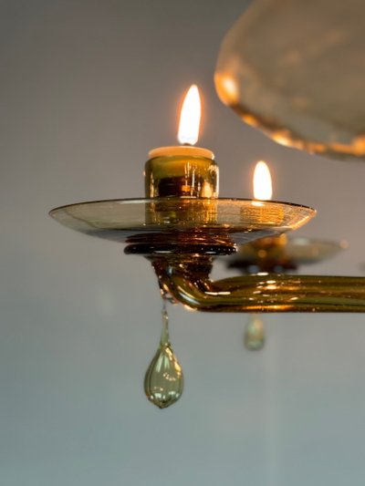 Venetian chandelier in Murano gilt glass by Venini circa 1940