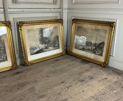 Suite De 4 Gravures, Retirage XIXème, Très Beaux Cadres Napoléon III