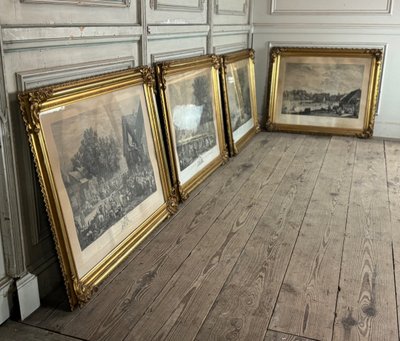 Suite De 4 Gravures, Retirage XIXème, Très Beaux Cadres Napoléon III