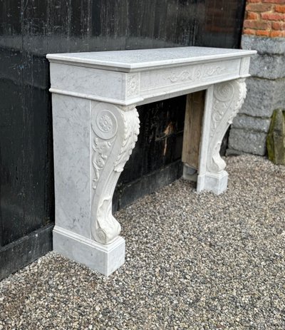 Louis XVI White Carrara Marble Mantel Circa 1880
