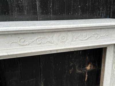 Louis XVI White Carrara Marble Mantel Circa 1880
