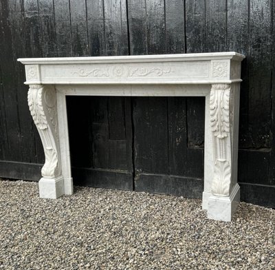 Louis XVI White Carrara Marble Mantel Circa 1880