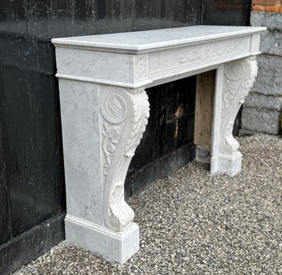 Louis XVI White Carrara Marble Mantel Circa 1880