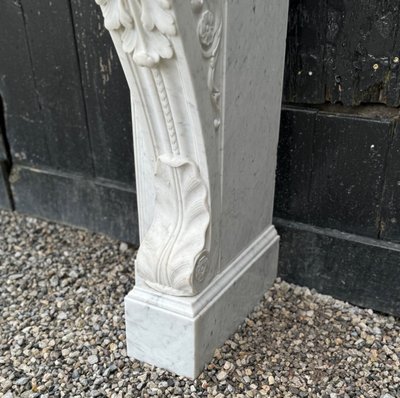 Louis XVI White Carrara Marble Mantel Circa 1880