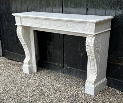 Louis XVI White Carrara Marble Mantel Circa 1880