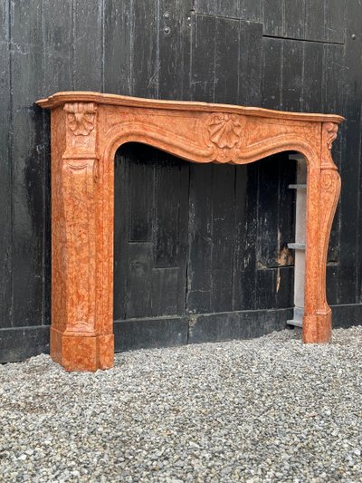 Kamin Im Stil von Louis XV Aus Rotem Veroneser Marmor Um 1880