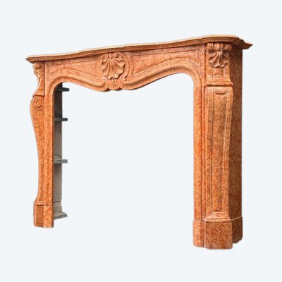 Kamin Im Stil von Louis XV Aus Rotem Veroneser Marmor Um 1880