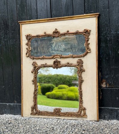 Miroir De Cheminée Ou Trumeau, Oil on canvas and gilded wood, 18th century