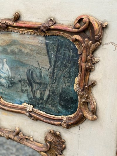 Miroir De Cheminée Ou Trumeau, Oil on canvas and gilded wood, 18th century