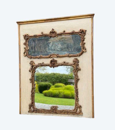 Miroir De Cheminée Ou Trumeau, Oil on canvas and gilded wood, 18th century