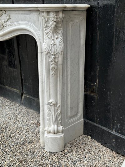 Remarkable Louis XV Style White Carrara Marble Mantel circa 1880