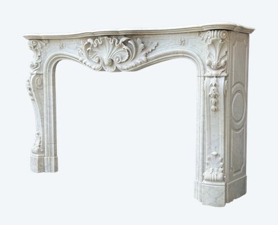 Remarkable Louis XV Style Carrara Marble Mantel Circa 1880