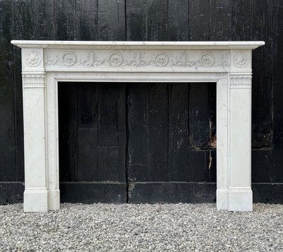 Louis XVI Style Carrara Marble Mantel Circa 1880