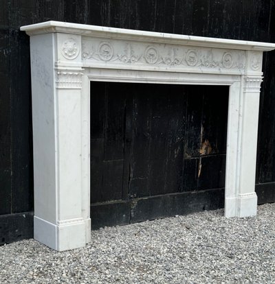 Louis XVI Style Carrara Marble Mantel Circa 1880