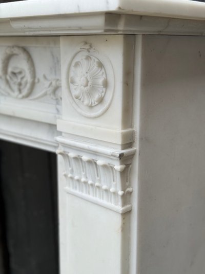 Louis XVI Style Carrara Marble Mantel Circa 1880