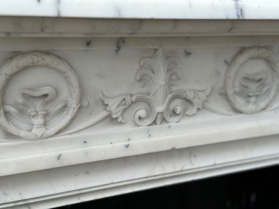 Louis XVI Style Carrara Marble Mantel Circa 1880
