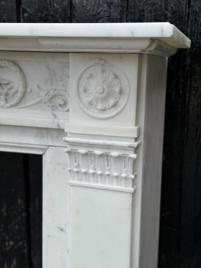 Louis XVI Style Carrara Marble Mantel Circa 1880