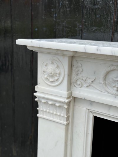 Louis XVI Style Carrara Marble Mantel Circa 1880