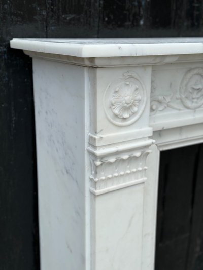 Louis XVI Style Carrara Marble Mantel Circa 1880