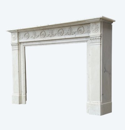 Louis XVI Style Carrara Marble Mantel Circa 1880