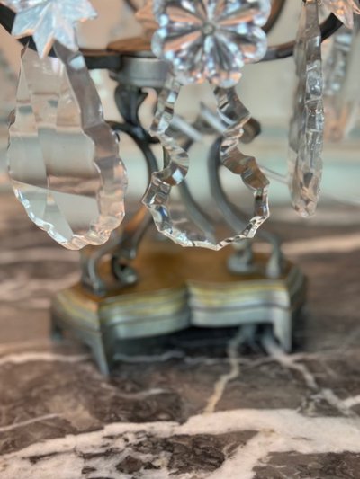 Pair Of Bronze And Cut Crystal Girandoles Circa 1900