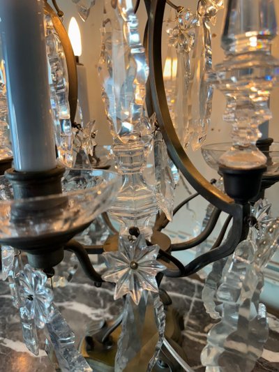 Pair Of Bronze And Cut Crystal Girandoles Circa 1900