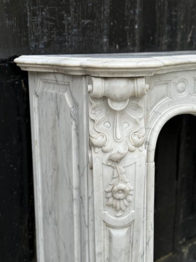Louis XV style Carrara marble mantel, circa 1880