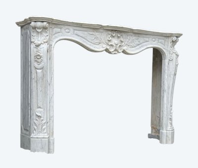 Louis XV style Carrara marble mantel, circa 1880