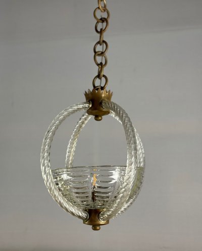 Venetian Colorless Murano Glass Chandelier Circa 1950