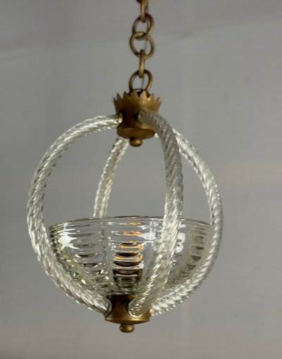 Venetian Colorless Murano Glass Chandelier Circa 1950
