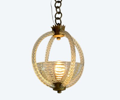 Venetian Colorless Murano Glass Chandelier Circa 1950