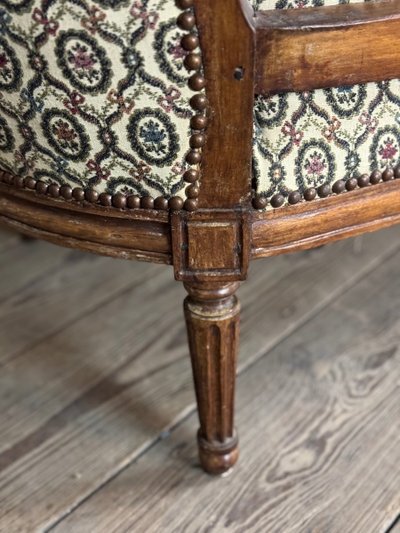 Louis XVI Carved Beech Basket Bench On 7 Legs 18th Century