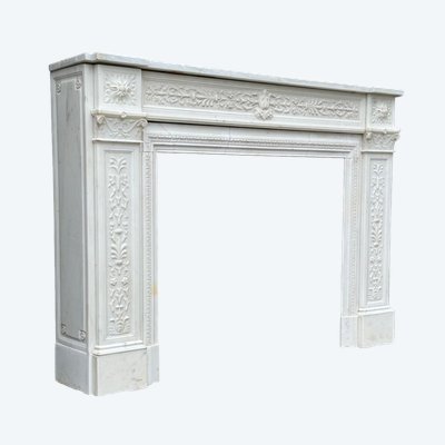 Kamin Im Stil Louis XVI Weißer Marmor Statuarisch Um 1880