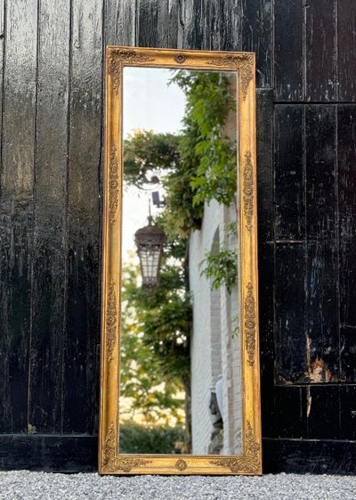 Miroir Empire En Bois Stuqué Et Doré, Début XIXème Siècle