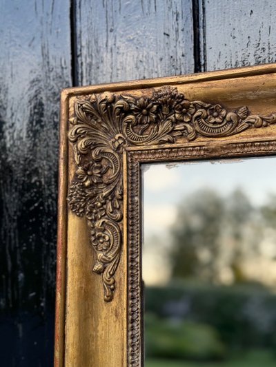 Miroir Empire En Bois Stuqué Et Doré, Début XIXème Siècle
