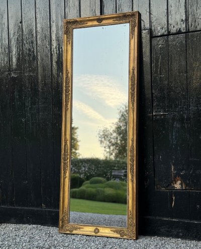 Miroir Empire En Bois Stuqué Et Doré, Début XIXème Siècle