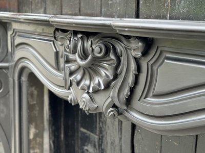 Napoleon III mantel in Belgian Black or Mazy Black marble, circa 1880