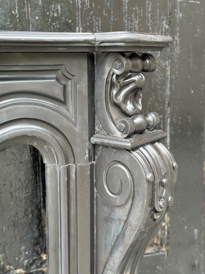 Napoleon III mantel in Belgian Black or Mazy Black marble, circa 1880