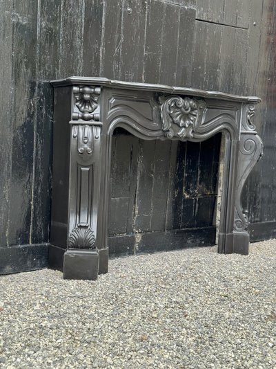 Napoleon III mantel in Belgian Black or Mazy Black marble, circa 1880