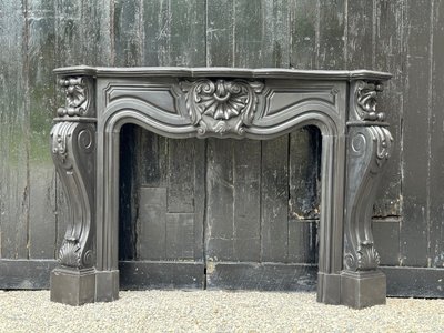 Napoleon III mantel in Belgian Black or Mazy Black marble, circa 1880