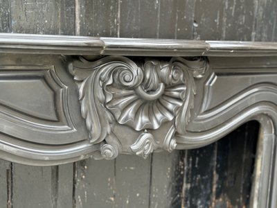 Napoleon III mantel in Belgian Black or Mazy Black marble, circa 1880