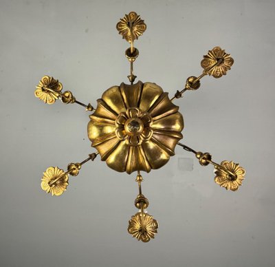 Gilded Wood And Brass Chandelier, Central Europe Circa 1900