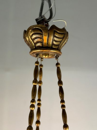Gilded Wood And Brass Chandelier, Central Europe Circa 1900