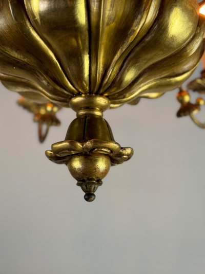 Gilded Wood And Brass Chandelier, Central Europe Circa 1900