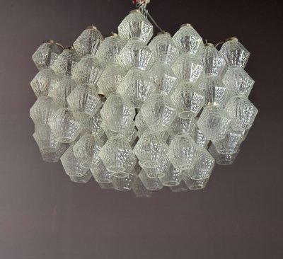 Lampadario veneziano in vetro di Murano incolore 1970 circa