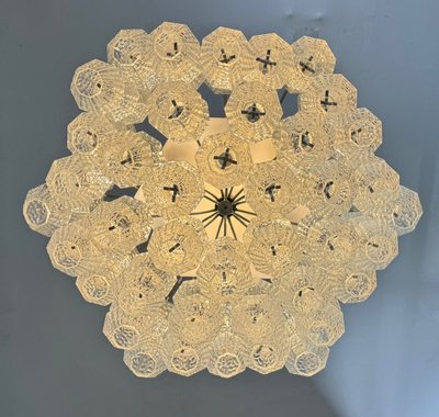 Lampadario veneziano in vetro di Murano incolore 1970 circa