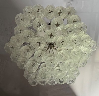 Lampadario veneziano in vetro di Murano incolore 1970 circa