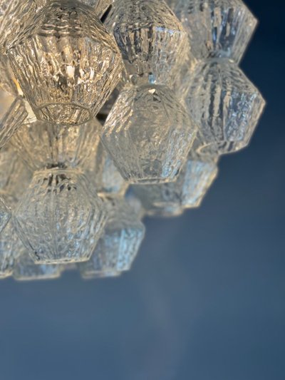 Lampadario veneziano in vetro di Murano incolore 1970 circa