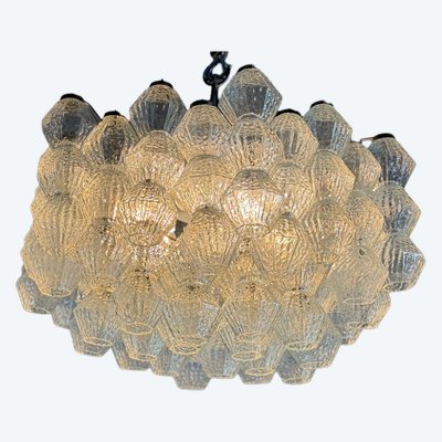 Lampadario veneziano in vetro di Murano incolore 1970 circa