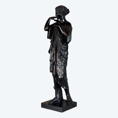 Diane De Gabies, Bronze d'Après L’antique, Patine Noire  XIXème Siècle